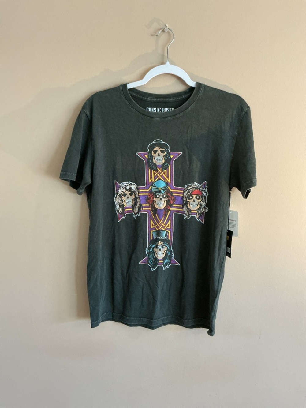 Black Graphic Skull Cross Tee - Band Logo Shirt